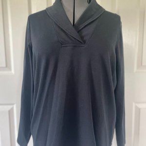 L.L. Bean Long-Sleeve Pullover w/ Shawl Collar (Black) 1X